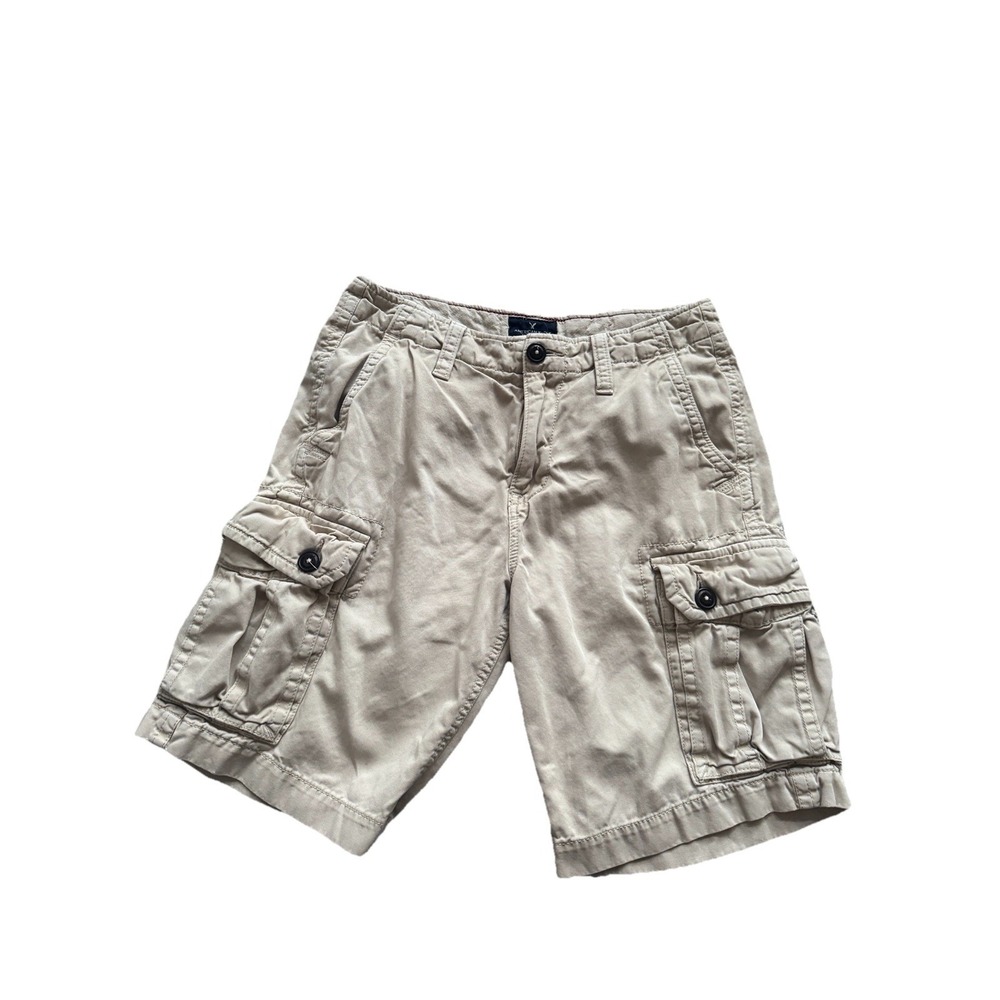 Vintage American Eagle Men's Y2K Cargo Shorts Sz‎ 30 Cream Classic Fit Pockets